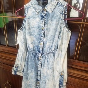 Cold shoulder "denim" dress